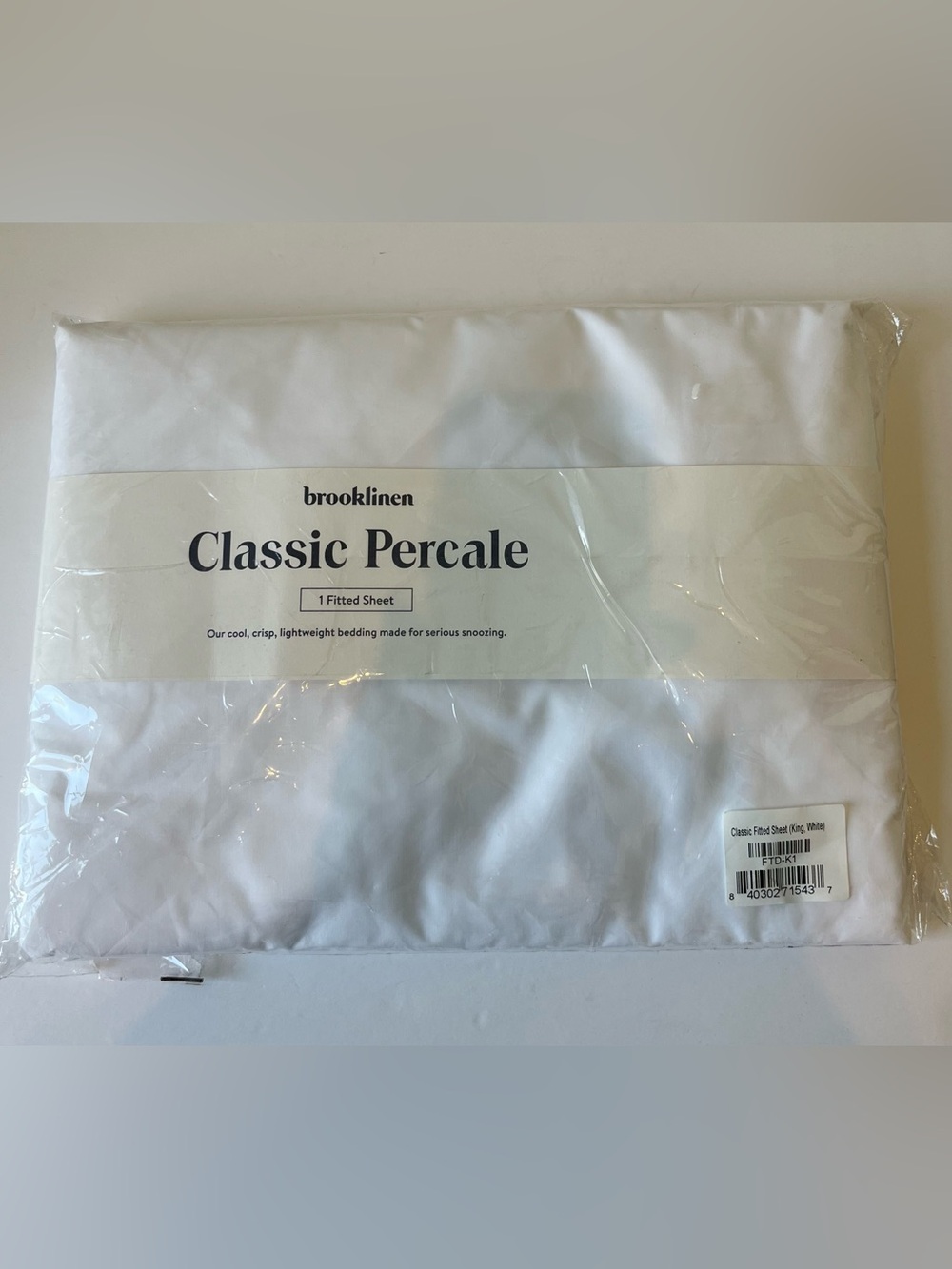 BROOKLINEN CLASSIC PERCALE Fitted King Size Sheet - White - NEW IN PACKAGE